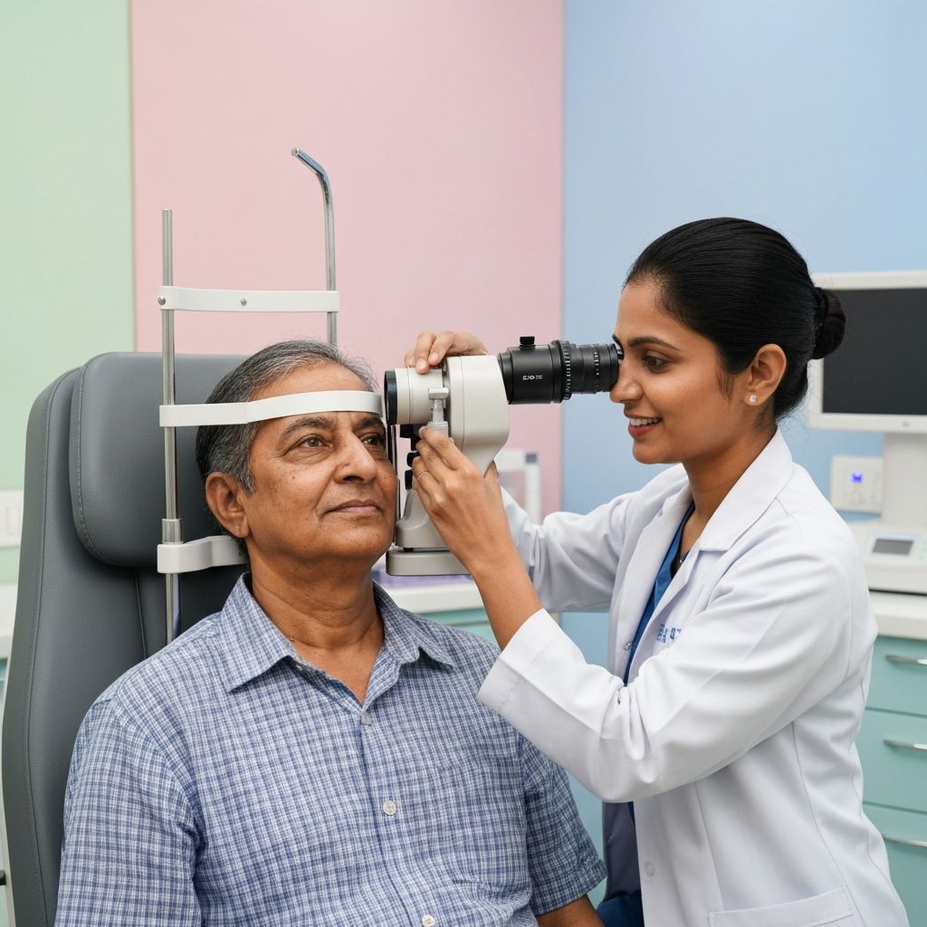 Indian patient undergoing glaucoma pressure testing at Dream Eye Clinic in Pune